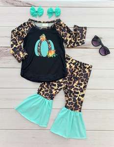 Tenues d'automne RTS pour enfants, ensembles de vêtements pour bébés, jolies tenues de boutique pour petites filles, vêtements pour tout-petits, 2 pièces, pantalon pattes d'éléphant, vente en gros - Product Image 4