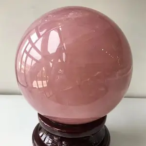 顶级深粉色水晶球球玫瑰石英球球水晶家居装饰