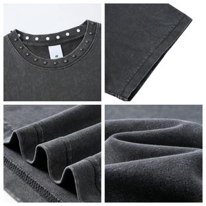 TKAN6857 OEM Camiseta de Algodón 100% de Alta Calidad, Corte Holgado, Estilo Vintage con Lavado Ácido, Oversize, para Hombre, Streetwear, Hombros Caídos - Product Image 4