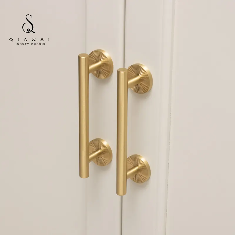 HK0137 Luxury Brass Appliance Pulls Furniture Wardrobe Bedroom Dresser Kitchen Cabinet door Drawer Long Handle Knob T bar Pulls