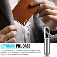 Petite boîte à pilules de poche porte-clés, acier inoxydable métal Portable étanche voyage pilulier mignon porte-clés pilulier