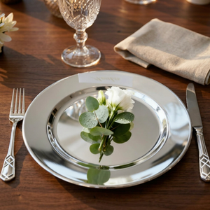 Handmade Eco-Friendly Modern Stainless Steel Dinner Charger Plate <b>Mirror</b> Finish Decorative Serving <b>Tray</b> Dishwasher Safe Dining - Product Image 4