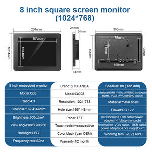شاشة عرض صناعية LCD من Zhixianda مقاس 8 بوصات بدقة 1024×768 مع شاشة لمس مقاومة وسعة، مدمجة مع إمكانية التثبيت على الحائط وفقًا لمعيار VESA - Product Image 5