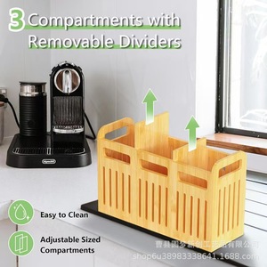 Juego de organizadores de cubiertos para cocina con divisores desmontables, organizador de cubiertos de bambú, caja de almacenamiento para cuchillos, tenedores y palillos. - Product Image 1