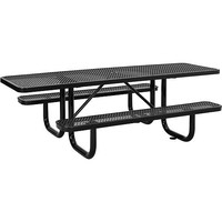Muebles de Exterior de Acero, Mesa de Comedor Rectangular de 6 pies y 8 pies para Jardín, Parque, Patio, Camping Público, Mesa de Picnic con Banco
