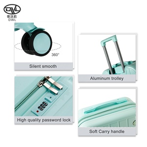 4 chiếc vali du lịch nữ mới đến Vali du lịch mạnh mẽ bền bỉ ABS im lặng phổ biến bánh xe kéo hợp kim mở khóa kéo TSA - Product Image 2
