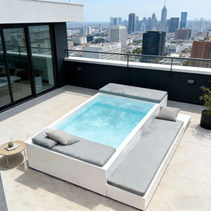 Petite piscine de jardin portable hors sol pour terrasse, mini spa de luxe avec sièges - Product Image 5