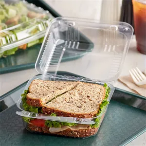 Custom Print Disposable Fast Food Packaging Plastic Clear Take Out Box Container For Salad