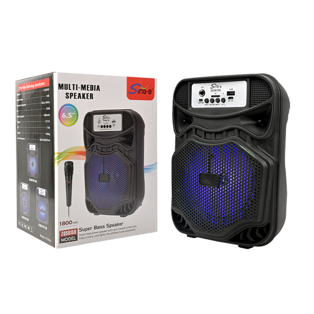 Sing-e ZQS9516X Portable BT Speaker High Power Audio Home Outdoor Camping Party RGB LED Lighting DC Power Card Player