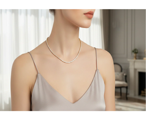 สร้อยคอเพชรทองคำหรูหรา ประดับอัญมณีระยิบระยับสำหรับผู้หญิง ของขวัญเครื่องประดับที่สมบูรณ์แบบสำหรับโอกาสพิเศษหรือแฟชั่นประจำวัน - Product Image 5