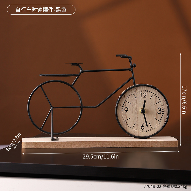 7704B-02-Ornement d'horloge de vélo-Noir