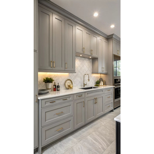 Thiết kế hiện đại MDF độ bóng cao màu trắng và nâu sơn mài kết thúc Modular tủ bếp - Product Image 4