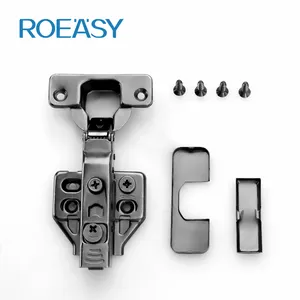 Roeasy Bản lề đồ nội thất màu Đen bằng thép cán nguội truyền thống 35mm bản lề cửa tủ 3D đóng mềm 121g