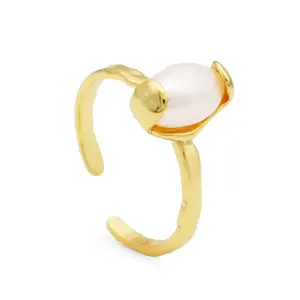 Chris April 925 стерлингового серебра овальное пресноводное натуральное жемчужное Винтажное кольцо