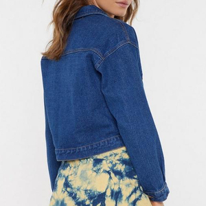 Bleu classique <span class=keywords><strong>jean</strong></span> <span class=keywords><strong>veste</strong></span> <span class=keywords><strong>en</strong></span> gros femmes denim <span class=keywords><strong>blazer</strong></span> - Product Image 3