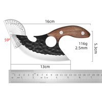 Couteau à désosser Viking de 5 pouces pour la découpe de viande, petit couteau Ulu, couteau à manche intégral pour le camping en plein air, le barbecue, la pêche