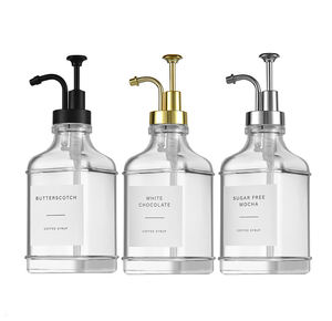 Distributeur de <span class=keywords><strong>café</strong></span> et de sirop en verre carré antique de 16 oz avec pompe en métal - Product Image 6