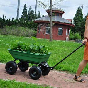 Carrinho de Mão de Aço Reforçado 75L com 4 Rodas para Jardim e Quintal, Carrinho Utilitário Basculante com Alça de Fácil Inclinação - Product Image 2
