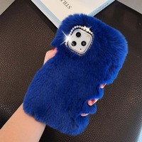 Lapin Caméra Faux Diamant TPU Housse de Téléphone pour iPhone 16 15 14 Pro Max 16 Plus