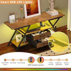 Table TV contemporaine en gros de 55 pouces avec prise de courant pour téléviseur jusqu'à 65 pouces LED, 2 tiroirs en tissu, meubles de maison en bois - Product Image 2