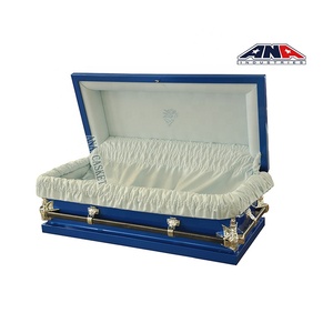 Niño funeral suministros <span class=keywords><strong>ANA</strong></span> 20 ga de acero azul paño cubierto bebé ataúd - Product Image 2