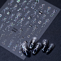 Nouveauté 2026 – Autocollants et décorations 5D brillants pour ongles, motif crâne d'Halloween – Application facile, diverses couleurs