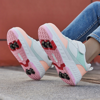 Nouvelles chaussures à roulettes décontractées pour enfants à quatre roues avec roues amovibles, patins à roulettes décontractés d'extérieur pour jeunes garçons et filles