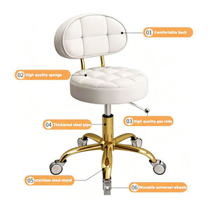 Silla de Salón Dorada de Alta Calidad con Ruedas, Silla Multifuncional de Belleza y Peluquería para Spa y Salón de Belleza - Product Image 5