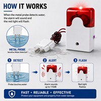 Détecteur de fuite d'eau alimenté par batterie, alarme sonore et lumineuse 110 dB avec double sonde métallique pour la protection contre les inondations des équipements DS-103B