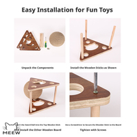 Jouet à gratter pour chat en bois massif avec balle rotative en sisal, cadre triangulaire, jouet interactif pour chaton pour le nettoyage des griffes