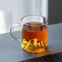 Verre à liqueur, whisky, vodka, vin en verre borosilicate transparent personnalisé, couleur au choix, avec fond en forme de montagne et poignée