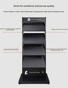 Expositor Metálico de Doble Uso para la Página Promocional Superior y Expositor de 3 Niveles Inferiores para Manuales/Revistas/Libros - Product Image 5