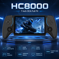 Console de jeu portable HC8000, écran HD de 7 pouces, système Linux 64 Go, 15000 jeux intégrés, double joystick, cadeau pour enfants, cadeau de vacances