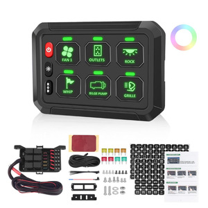Panneau de commande RGB 6 voies, boîtier relais 6 boutons 12V 40A, kit de mise à niveau de contrôle de circuit pour voiture et bateau - Product Image 3