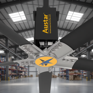 พัดลมเพดานอุตสาหกรรม HVLS ขนาดใหญ่พิเศษ ปริมาณลมสูง ความเร็วต่ำ ประหยัดพลังงาน สำหรับคลังสินค้า โรงงาน และการจัดการการไหลเวียนของอากาศเชิงพาณิชย์ - Product Image 1