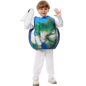 Costume de cosplay de la Terre pour enfants de 5 à 7 ans, combinaison blanche en spandex avec gilet globe et gants de vaisseau spatial - Product Image 2
