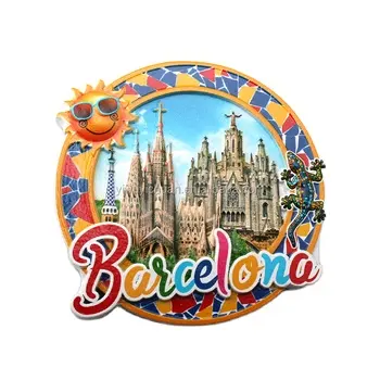 Customized 3D resin Spain refrigerator decor tourist souvenirs barcelona fridge magnet