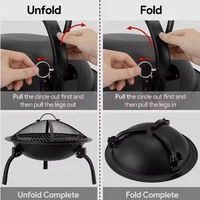 Foyer portable le plus vendu avec pieds pliables pour le camping en plein air avec couvercle d'étincelle et bâton de feu, pot de feu pour plusieurs personnes