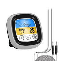 Termometer Layar Sentuh Digital untuk Memasak, Pemindai Suhu BBQ Barbekyu Stainless Steel, Makanan Dapur Layar Sentuh
