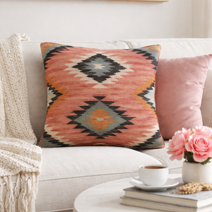 Modern Square-shaped Bright Pink Wool Woven Reversible Handmade Eco-Friendly Button Closure <b>Cushion</b> Cover Home <b>Pillow</b> Cases - Product Image 3