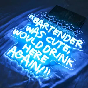 Cailemeng Bartender lindo bebería aquí de nuevo Arte de Bar Funky personalizado, pared de apartamento Estética femenina Decoración de cocina letrero de neón - Product Image 2