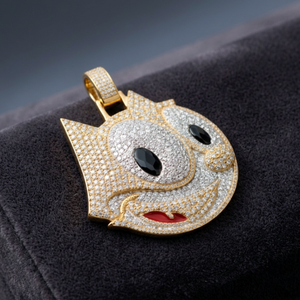 Pendentif personnalisé en moissanite motif visage de chat, plaqué or 18 carats, style hip-hop glacé, bijou unisexe pour usage quotidien - Product Image 1