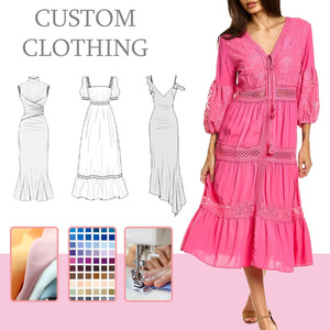 Abito Midi Elegante Personalizzato OEM in Raso con Collo Quadrato, Maniche a Sbuffo, Tasche e Orlo con Volant per Serate Formali e Feste da Donna - Product Image 4