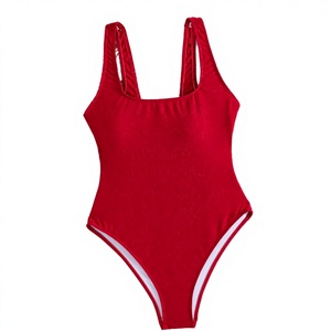 Maillot de bain une pièce texturé sans dos en tricot brésilien, 13 couleurs unies, tankini, jammer de natation, 100 % polyester - Product Image 4