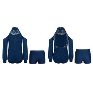 Trajes de Danza para Niñas de 6 a 16 Años, Leotardo de Encaje de Manga Larga con Pantalones Cortos para Ballet, Gimnasia, Patinaje Artístico, Clases de Danza - Product Image 5
