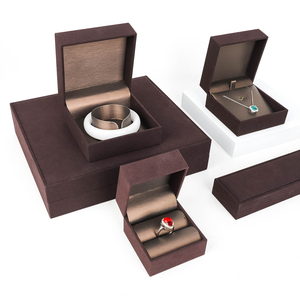 Zebopak Premium Brown <b>Leather</b> <b>Jewelry</b> <b>Box</b> Wholesale Custom Logo Necklace Ring Set Case Luxury Flocked Packaging <b>Box</b> Bulk - Product Image 2