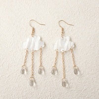 Boucles d'oreilles pendantes en acrylique avec pampilles nuage marbré blanc et perles transparentes en forme de goutte de pluie, bijoux élégants pour femme, cadeau