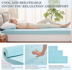 4 inch làm mát Bộ nhớ bọt Nệm Topper Nữ Hoàng mật độ cao nệm mềm giường Topper - Product Image 5