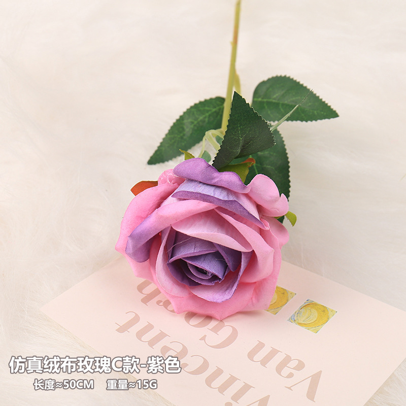 Artificial Velvet Rose Style C  Purple
