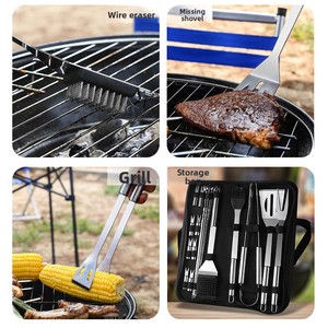 Nuevo Juego de Barbacoa de <span class=keywords><strong>Acero</strong></span> Inoxidable de 6 Piezas con Bolsa de Tela, Herramientas <span class=keywords><strong>para</strong></span> Barbacoa al Aire Libre - Product Image 3